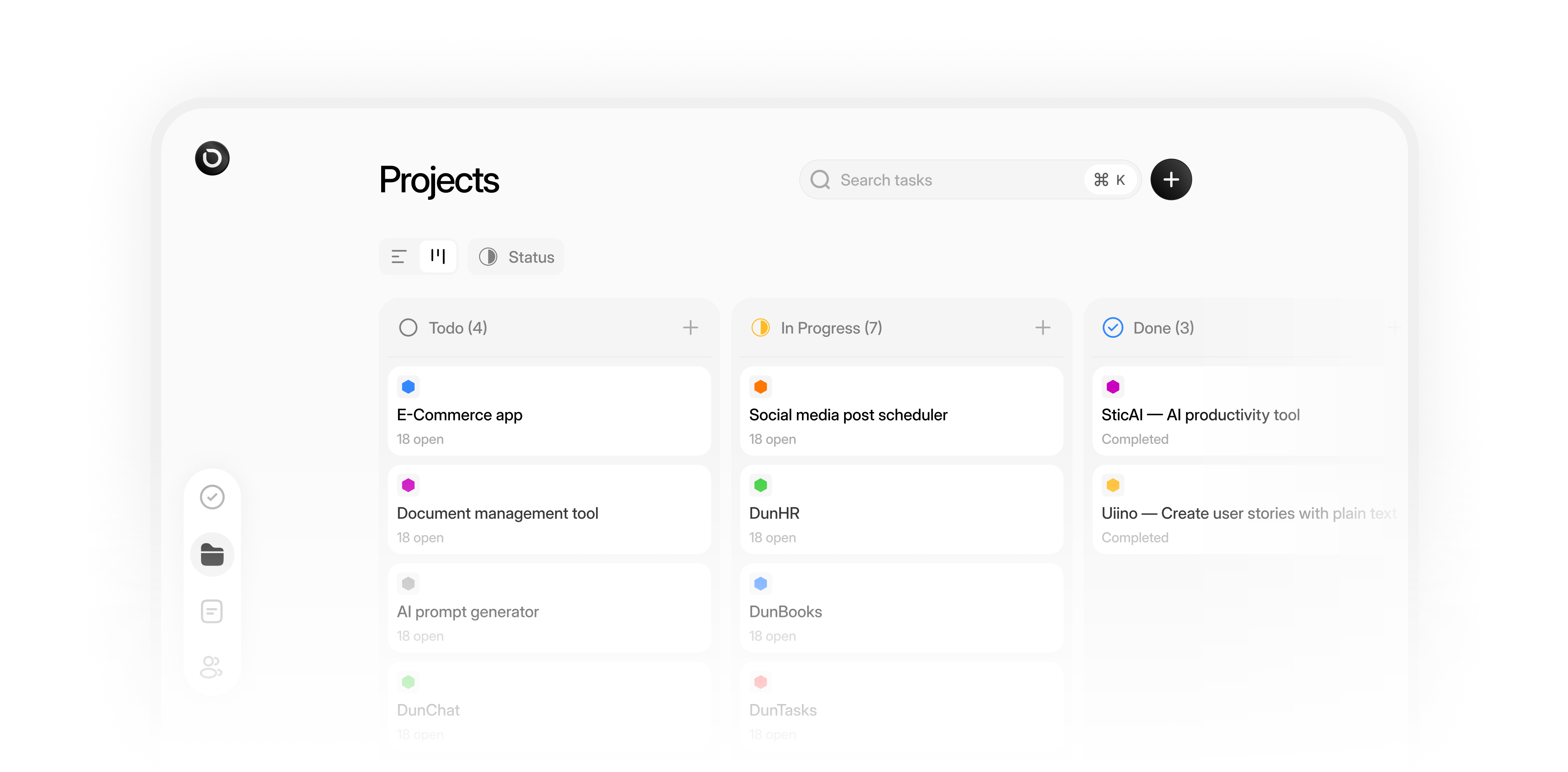 DunTasks Dashboard Screenshot